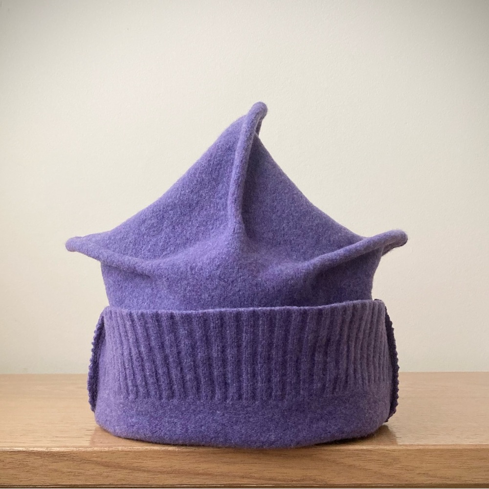 joodito origami crown merino wool cashmere sweater hat bucket beanie cap purple